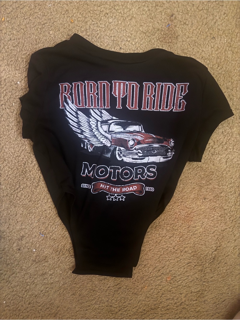 Love Black Tee with Red & White 'Born to Ride' Graphic